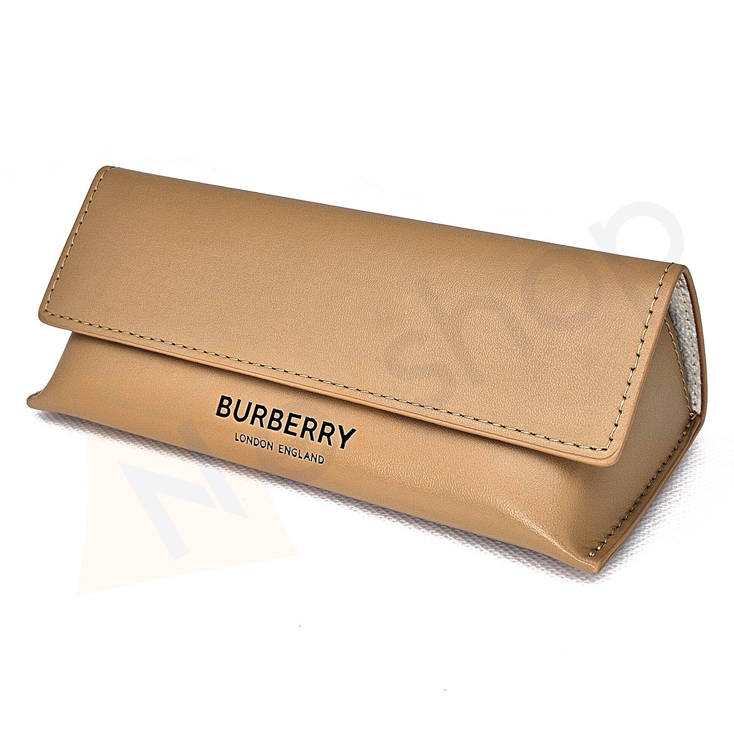 Camel Brown Leather Case w/ Cloth & GiftBox for Burberry